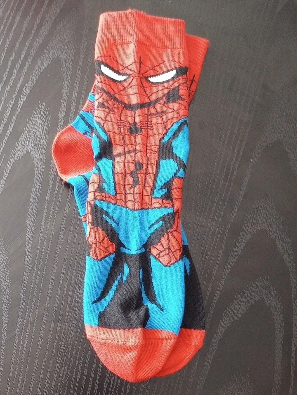 Men's Red & Blue Spider Pattern Crew Mid-calf Socks